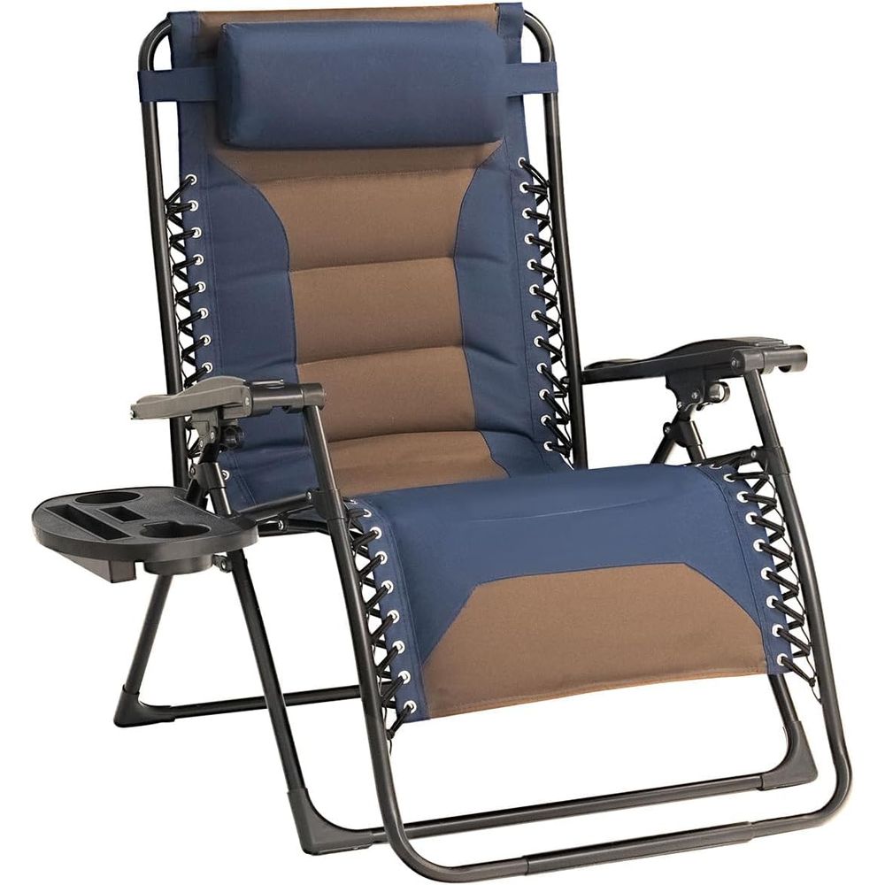 Outdoor Oversized Camping Chair - Oversized Padded Recliner Chair with Adjustable