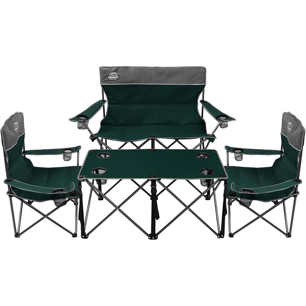 Outdoor Oversized Camping Chair - 4-Piece Oversized Camping Chair Set with