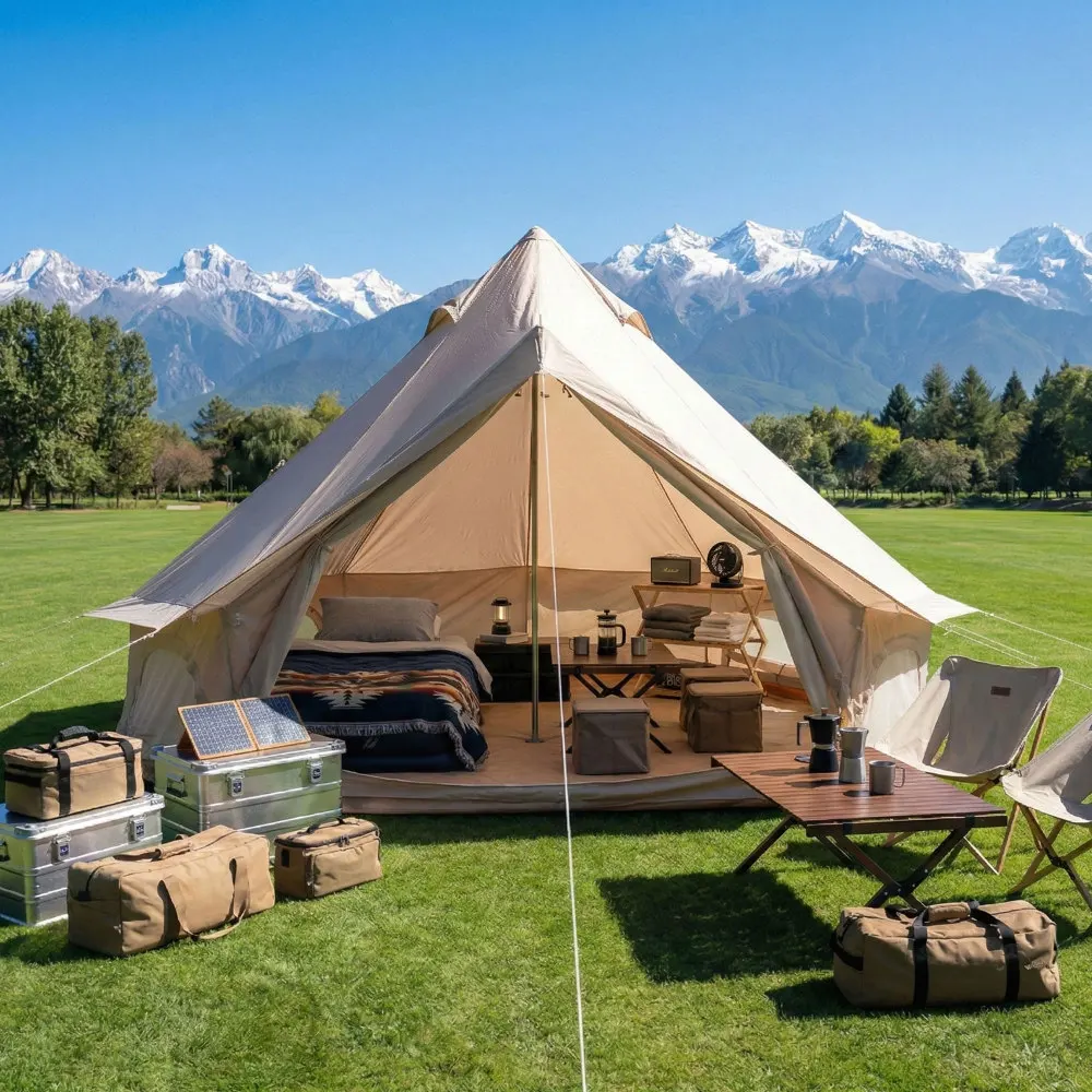 Outdoor Yurt Camping - 4 Season Bell Tent 9.8 FT,