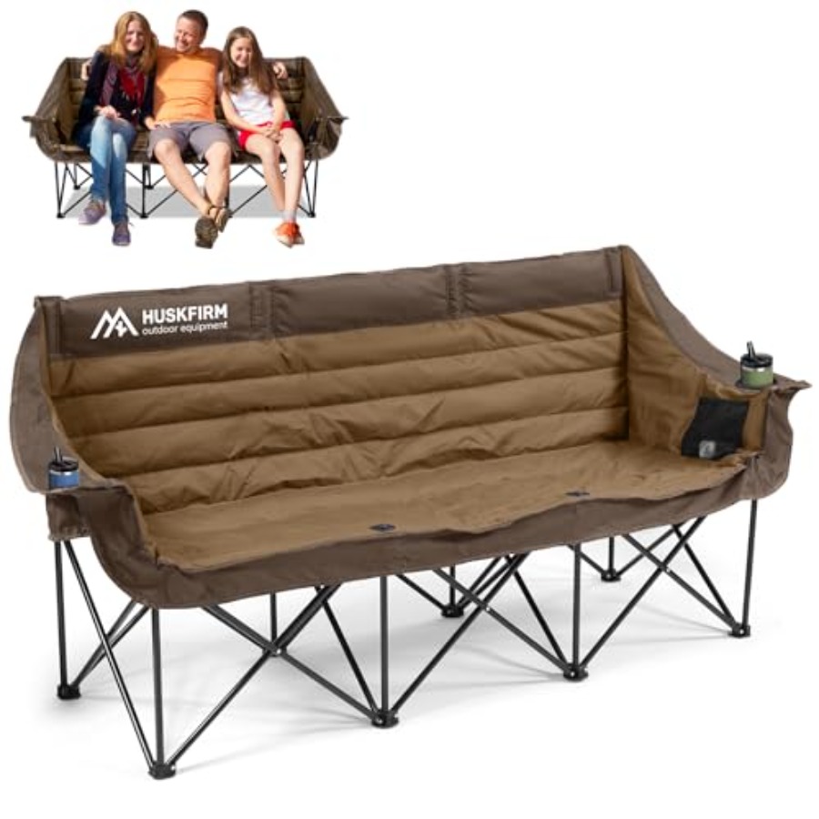 Outdoor Oversized Camping Chair - Outdoor 3-person folding camping chair set: