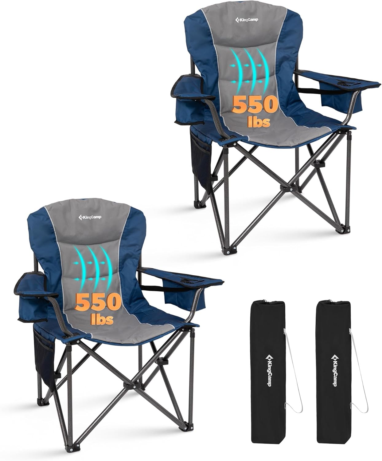 Outdoor Oversized Camping Chair - Oversized Camping Chair with Adjustable Lumbar