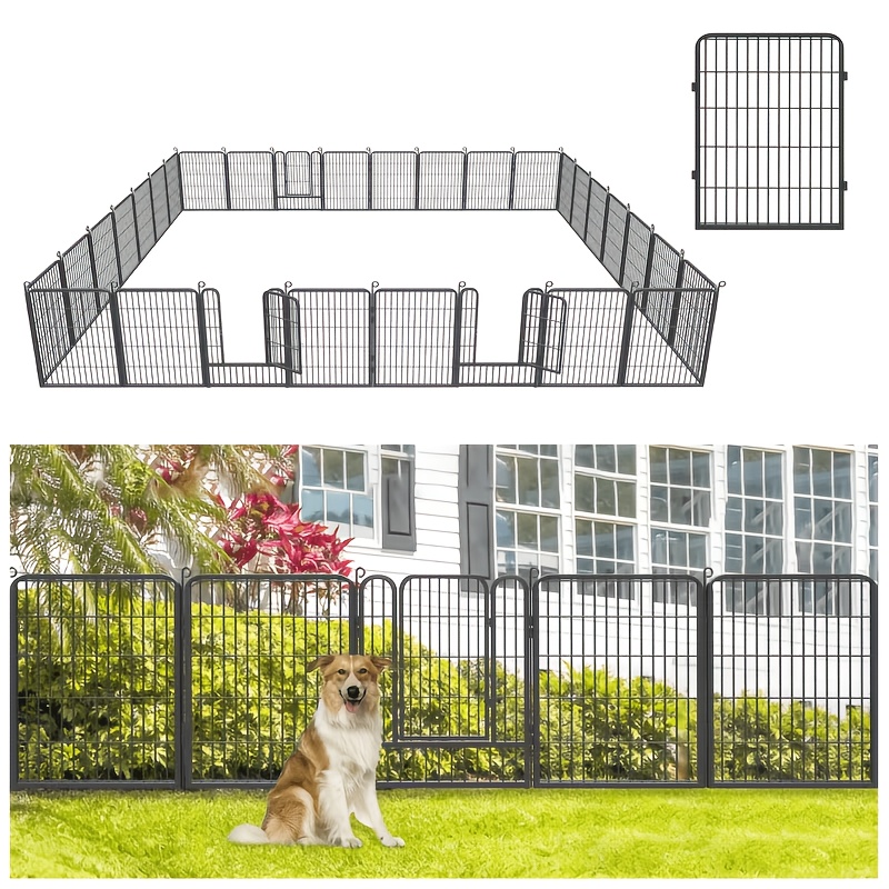 Outdoor Camping Dog Fence - Heavy-Duty Metal Dog Fence, Portable Foldable