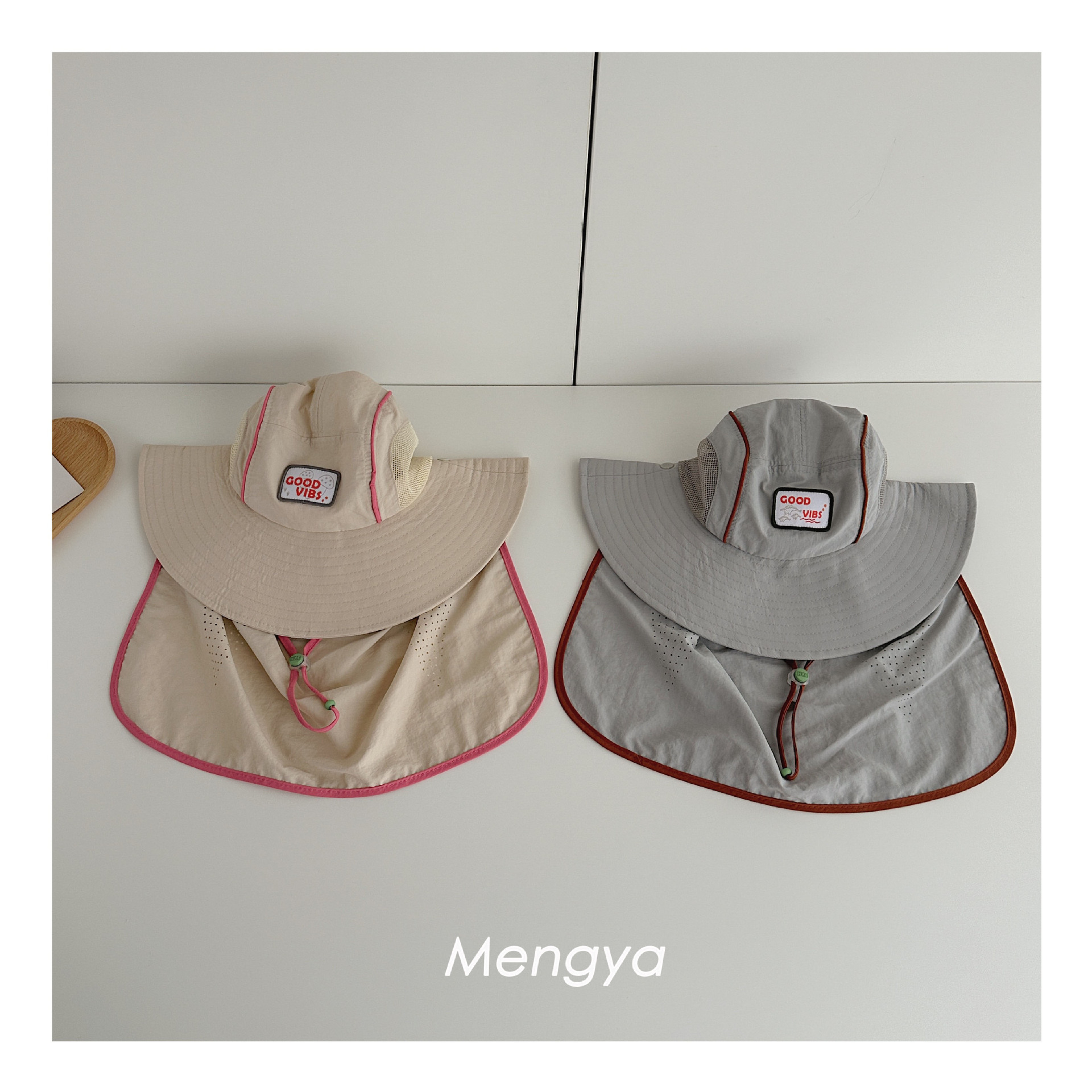 baby boys girls Stitching Mesh - مراجعة Camping Outdoor Quick Drying Sun Neck Protection Cap Hat وسعره