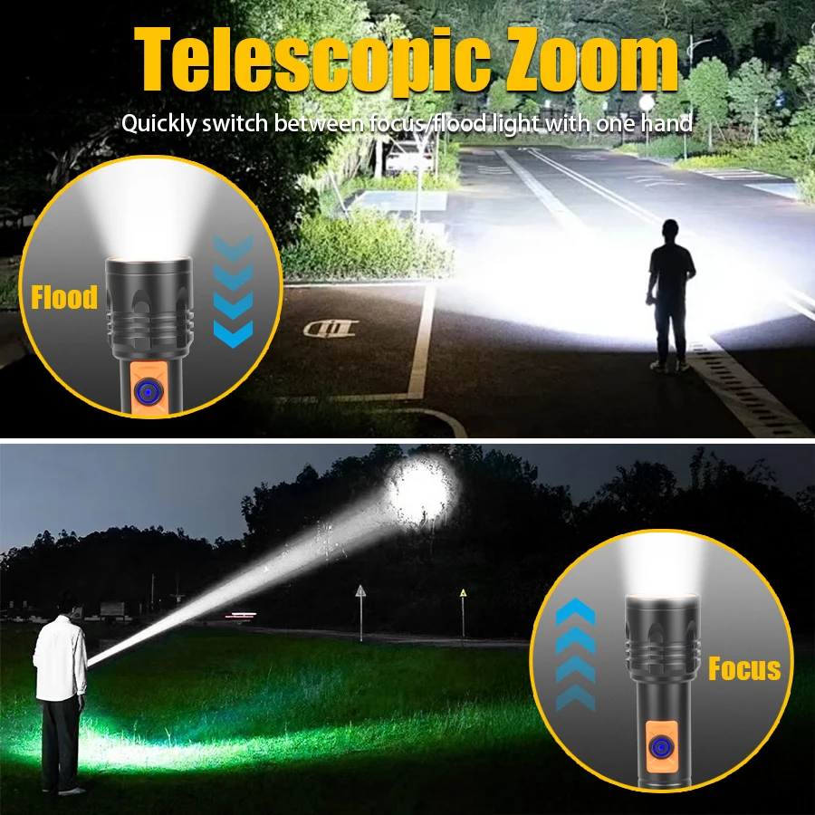 High Power LED Flashlight USB  - مراجعة Outdoor Camping Lantern وسعره