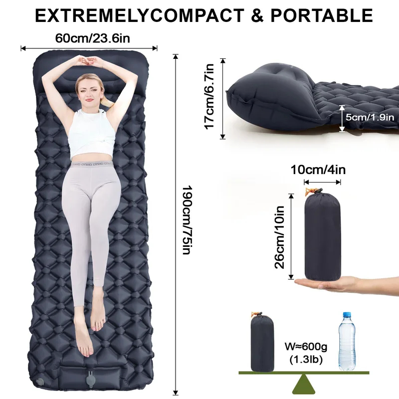 Outdoor Camping Inflatable Mat - مراجعة Camp Pillow Compressible وسعره