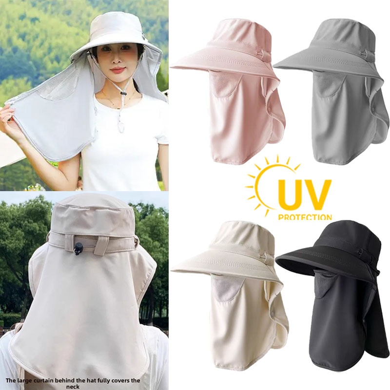 Summer Sun Hats with Face Mask - مراجعة Outdoor Camping Hat وسعره