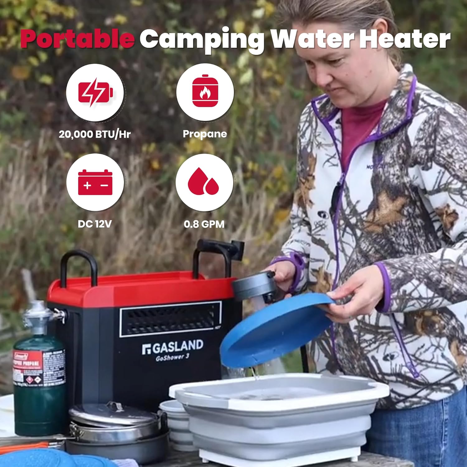Goshower G3 Pro 1lb Propane Po - مراجعة Outdoor Camping Hot Water Shower وسعره