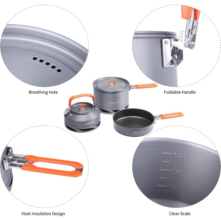 Fire-Maple Feast 4 Piece Campi - مراجعة Outdoor Camping Kettle وسعره
