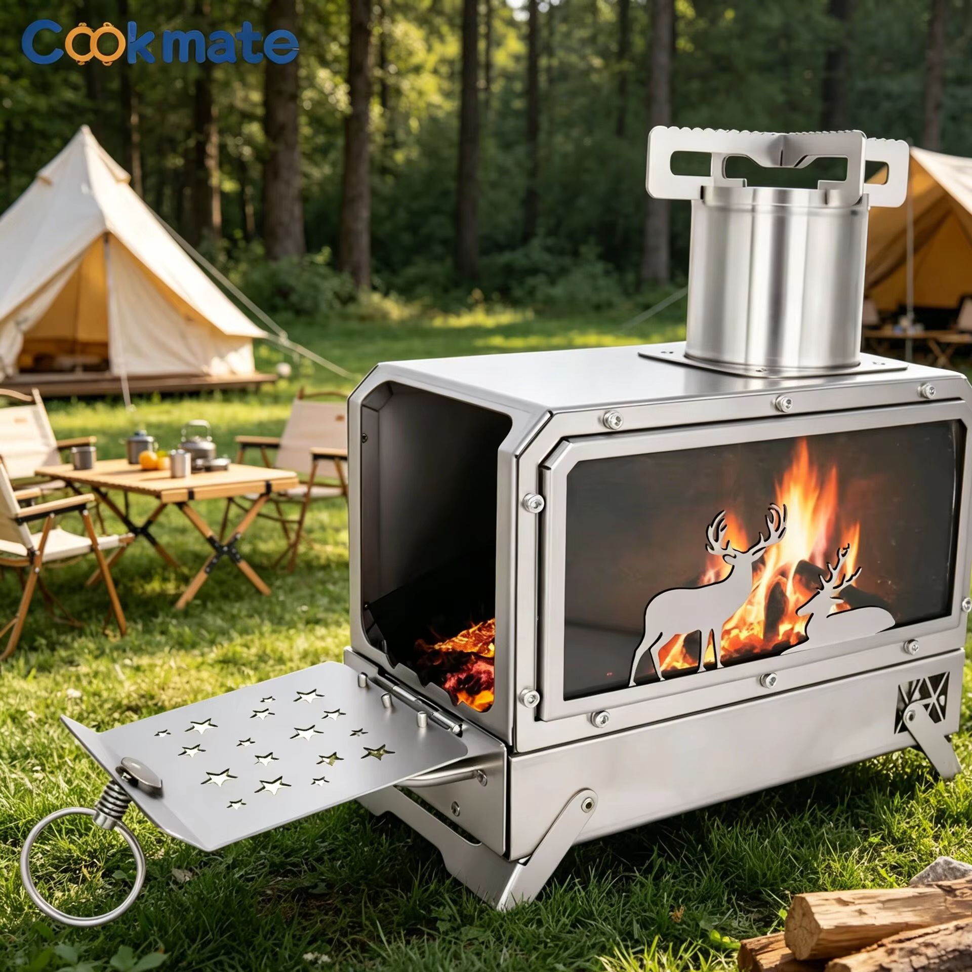 Stainless steel folding firewo - مراجعة Outdoor Camping Stove وسعره
