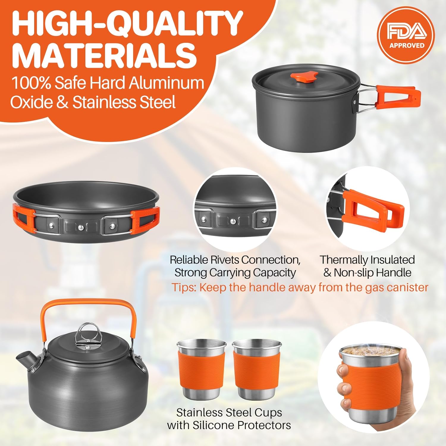 Non-Stick Camping Cookware Set - مراجعة Outdoor Camping Kettle وسعره
