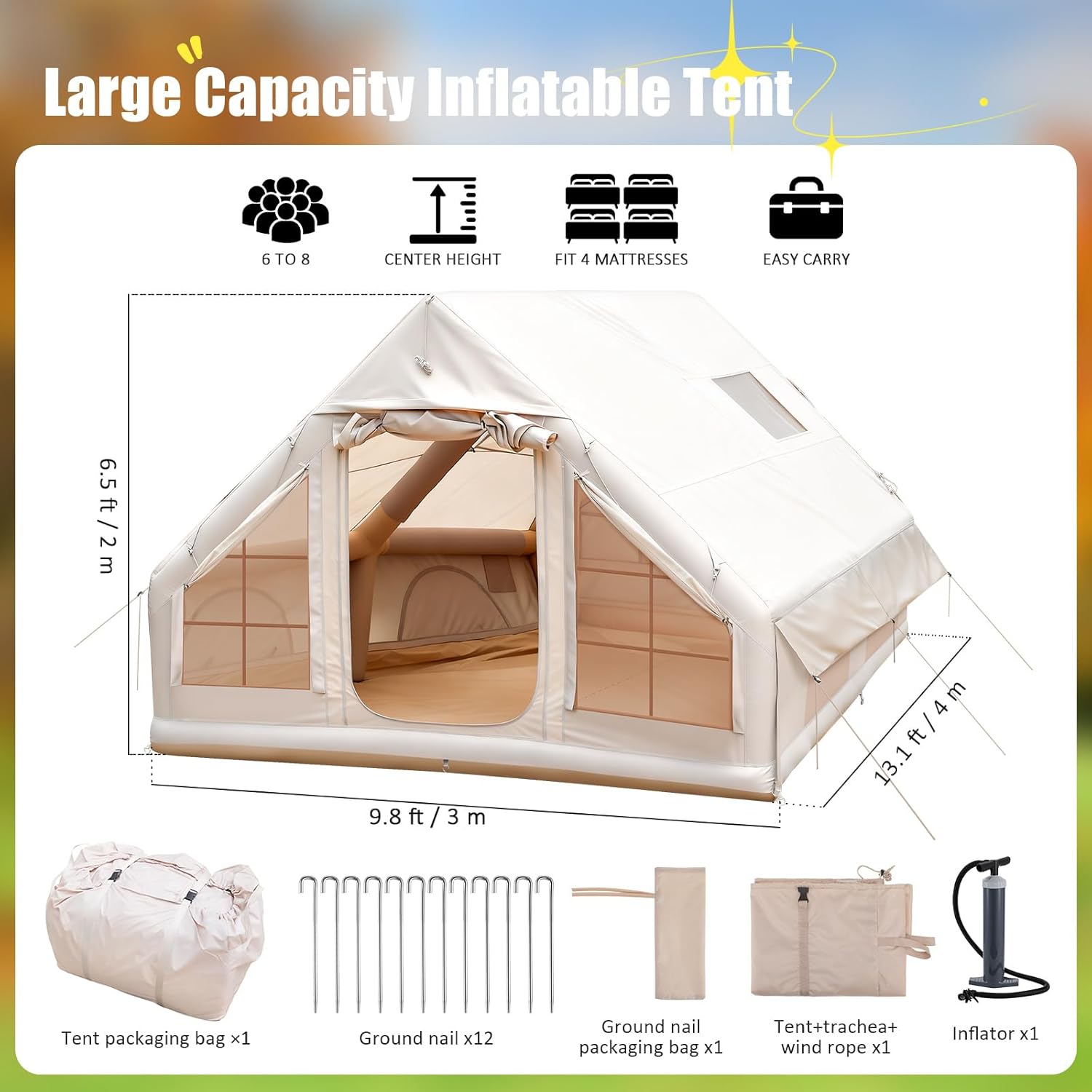 6-8 Person Inflatable Camping  - مراجعة Outdoor Camping Inflatable Tent وسعره