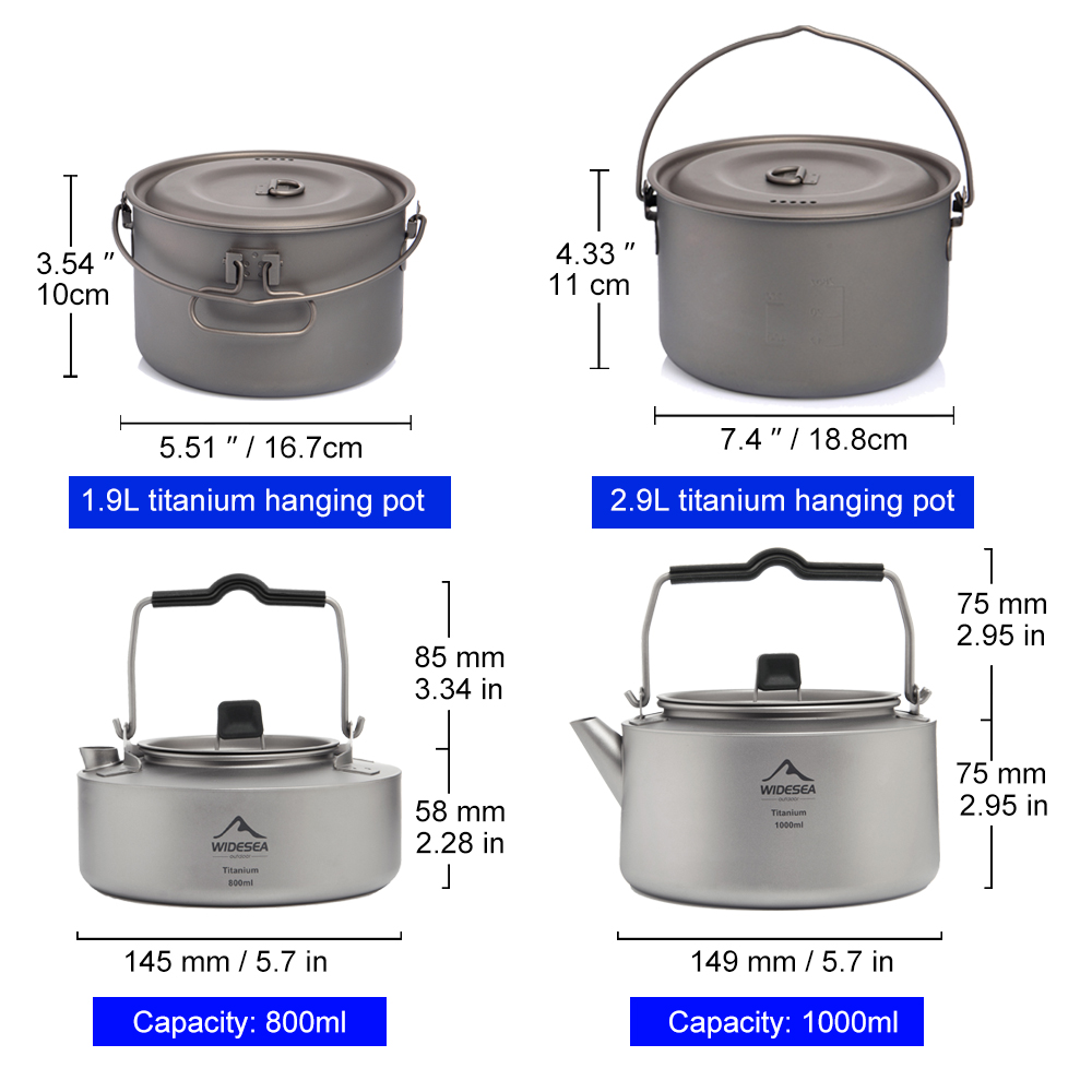Widesea Ultralight Titanium Ca - مراجعة Outdoor Camping Kettle وسعره