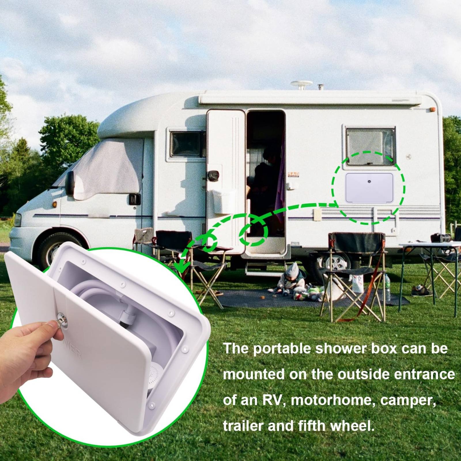 RV Exterior Shower Box Compact - مراجعة Outdoor Camping Gear وسعره