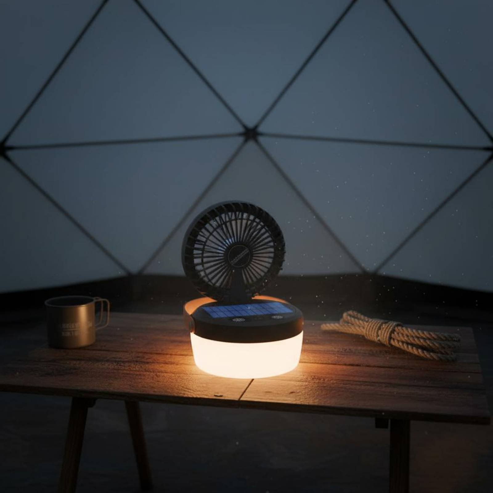 Solar Camping Fan Lantern Fold - مراجعة Outdoor Camping Gear وسعره