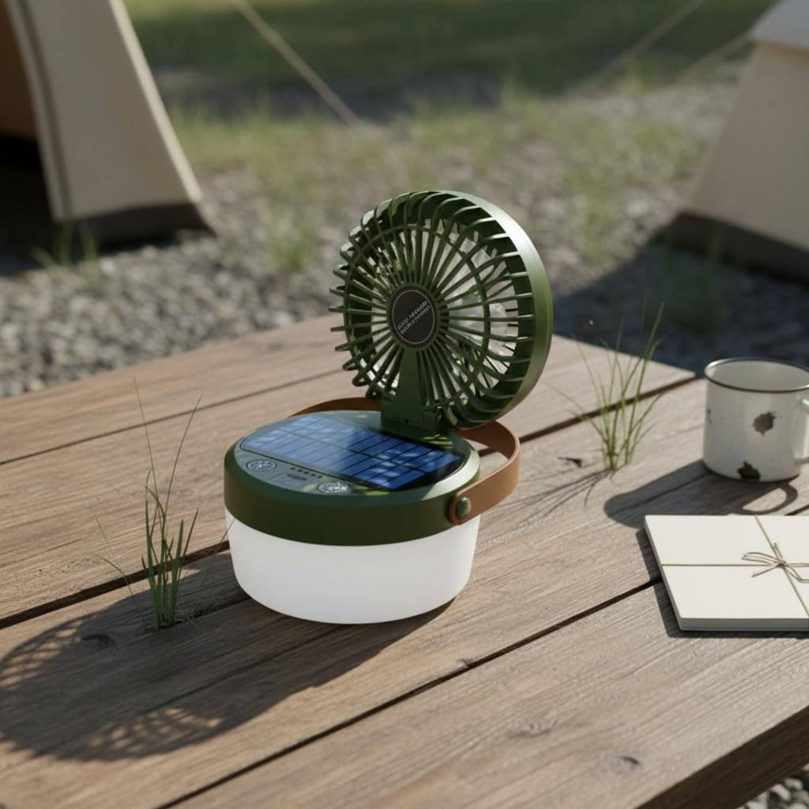Solar Camping Fan Lantern Fold - مراجعة Outdoor Camping Gear وسعره