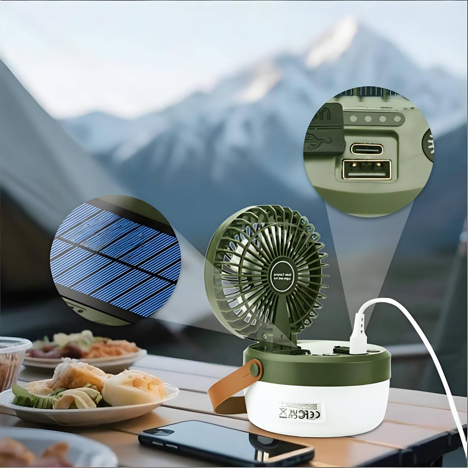 Solar Camping Fan Lantern Fold - مراجعة Outdoor Camping Gear وسعره
