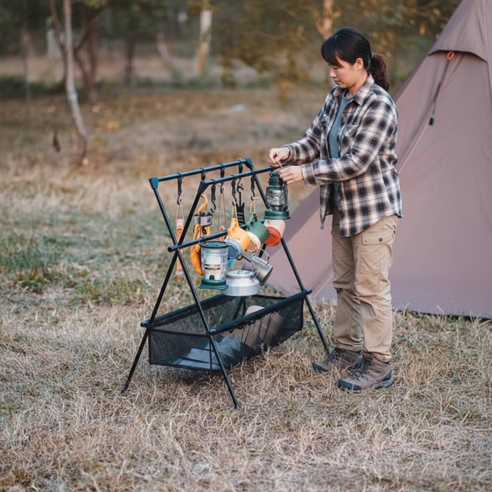 Portable Camping Rack Multifun - مراجعة Outdoor Camping Gear وسعره