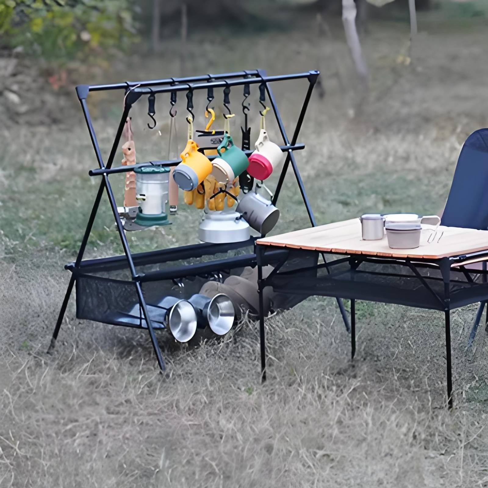 Portable Camping Rack Multifun - مراجعة Outdoor Camping Gear وسعره