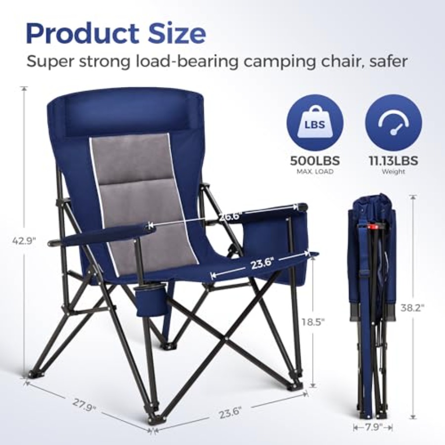 Heavy Duty High Back Camping C - مراجعة Outdoor Oversized Camping Chair وسعره