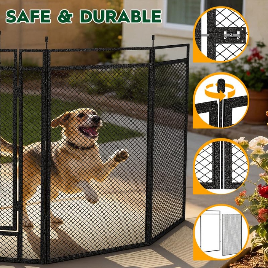 Dog Playpen with Safety Mesh 3 - مراجعة Outdoor Camping Dog Fence وسعره