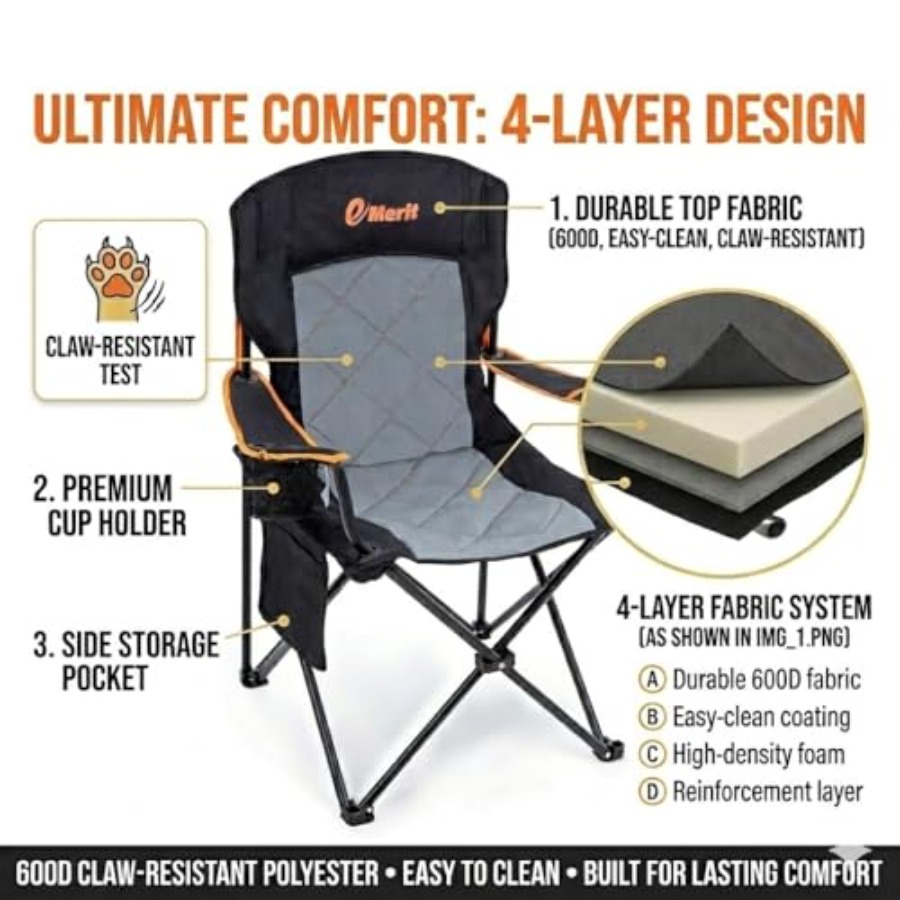 Oversized Padded Camping Chair - مراجعة Outdoor Oversized Camping Chair وسعره