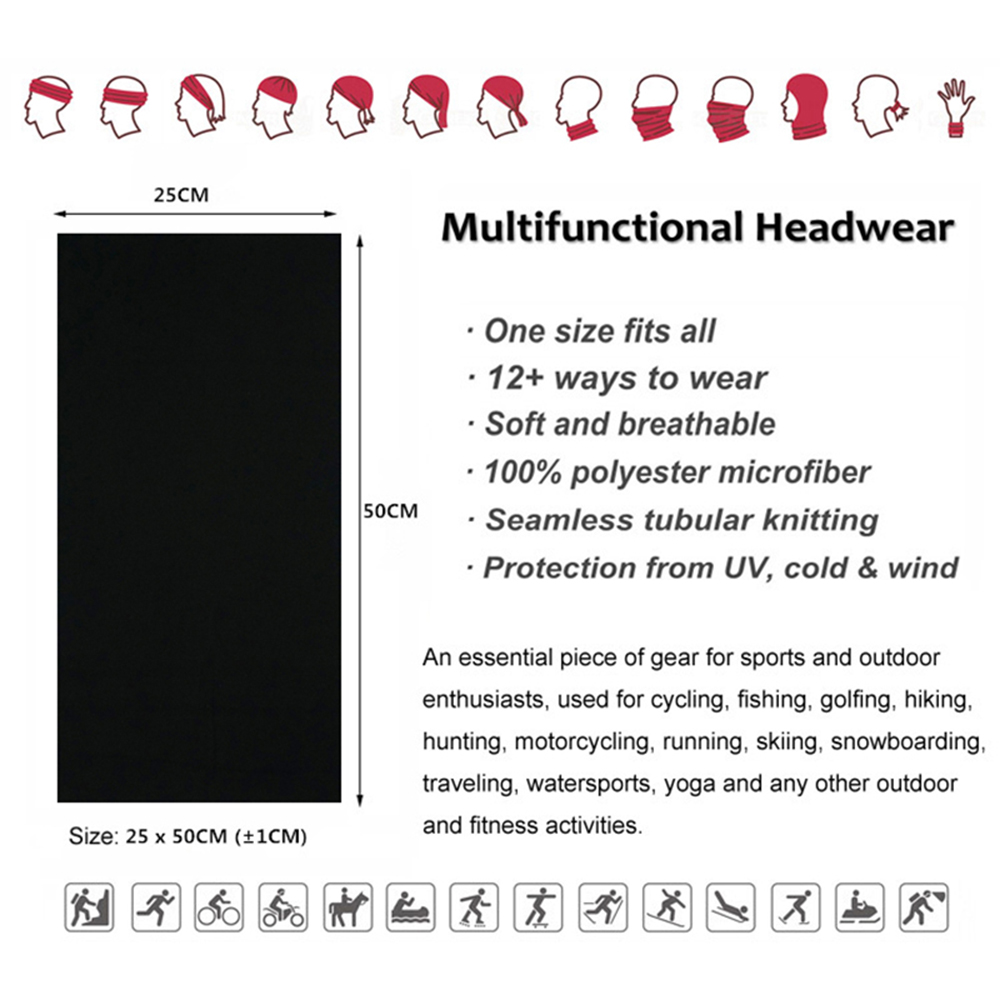 Seamless Solid Color Bandanas  - مراجعة Outdoor Camping Gear وسعره