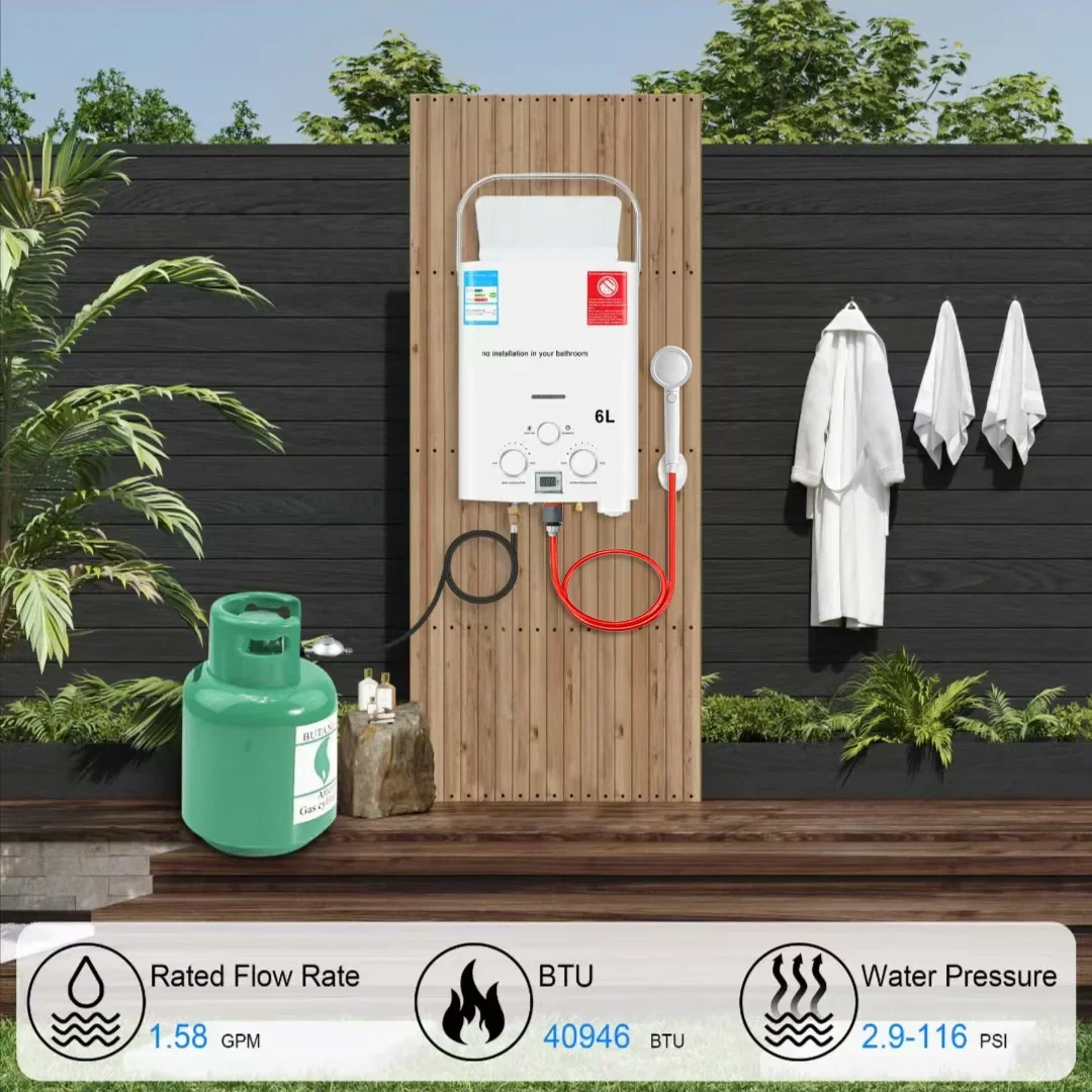 LPG Propane Gas Tankless Water - مراجعة Outdoor Camping Hot Water Shower وسعره