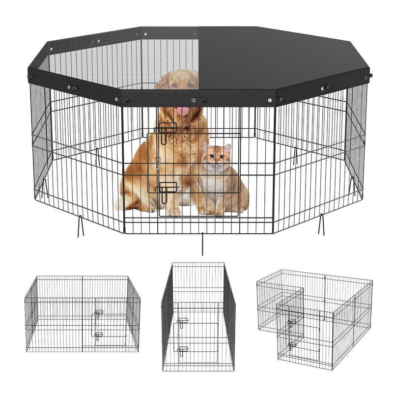 8-Piece Foldable Metal Dog Pen - مراجعة Outdoor Camping Dog Fence وسعره