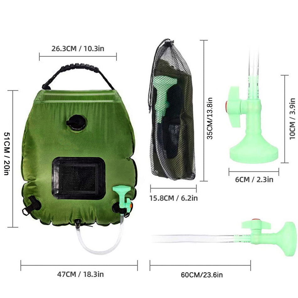 Camping Shower Bag 20L Solar H - مراجعة Outdoor Camping Hot Water Shower وسعره